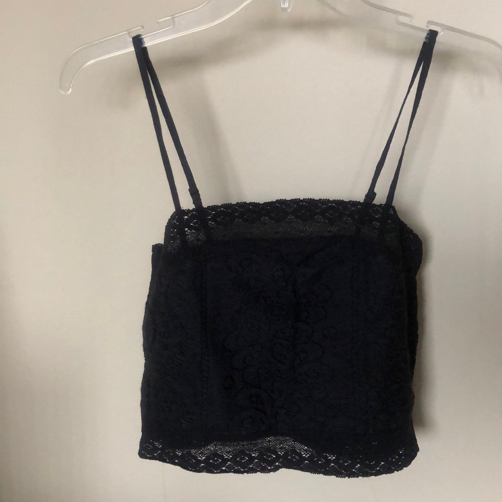 Black lace crop top